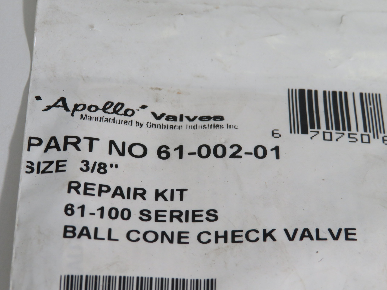 Apollo 61-002-01 Ball Cone Check Valve Repair Kit 3/8" 61-100 Series NWB