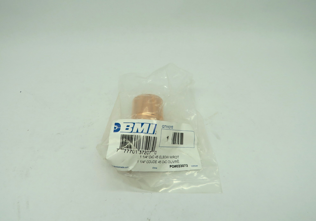 BMI 37207 1-1/4"ID 1-3/8" OD CxC 45 Elbow Wrot Copper NWB