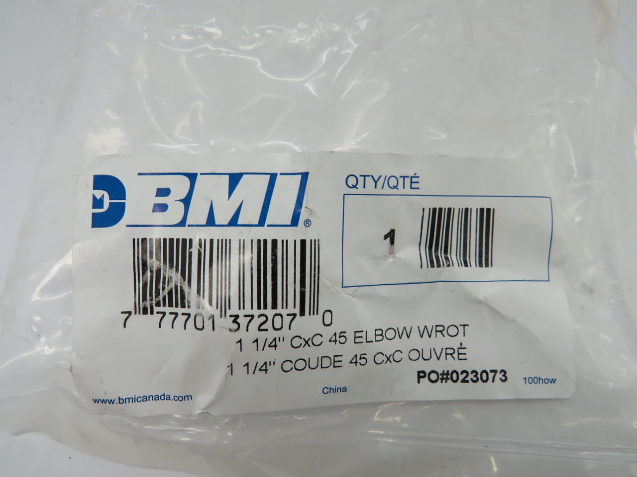 BMI 37207 1-1/4"ID 1-3/8" OD CxC 45 Elbow Wrot Copper NWB
