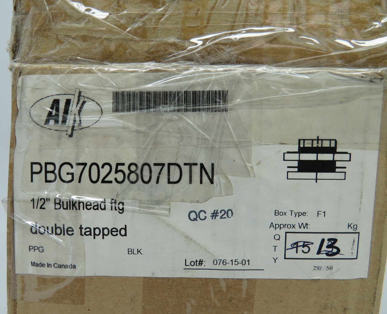 AIK PBG7025807DTN 1/2" Bulkhead Fitting Black Lot of 13 *OPEN BOX* NEW
