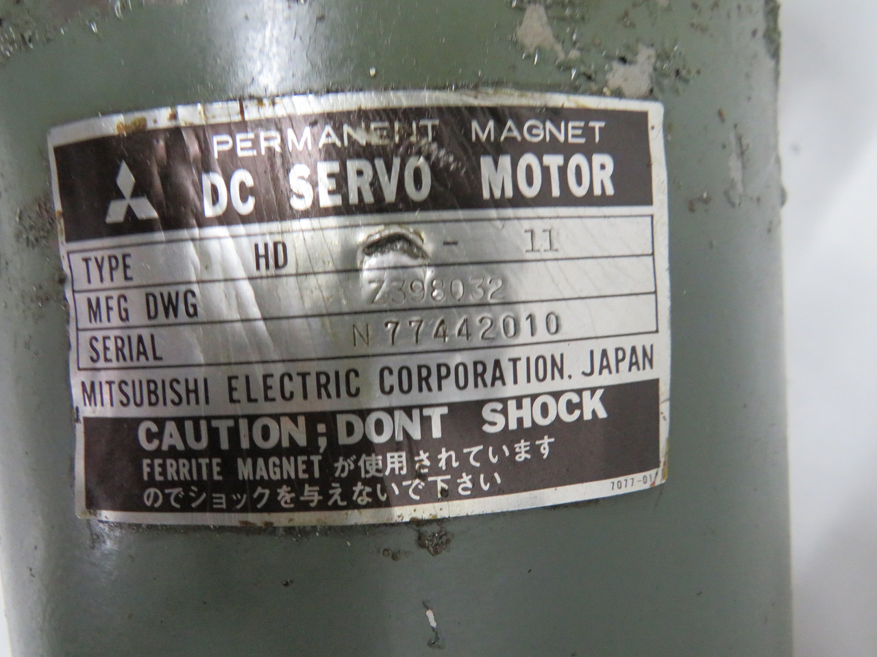 Mitsubishi HD200-11 DC Servo Motor NAMEPLATE DAMAGED USED