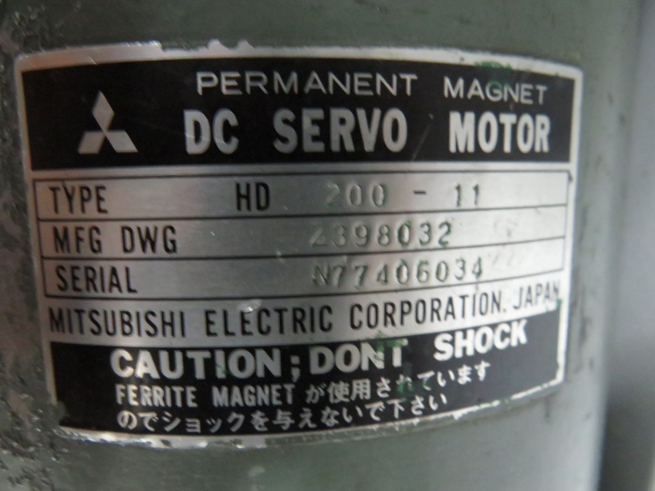 Mitsubishi HD200-11 DC Servo Motor USED