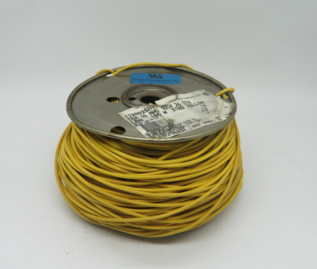 Cable Tech 112602SH70 Spooled Wire 600V 16 AWG 26 STR 110m Yellow USED