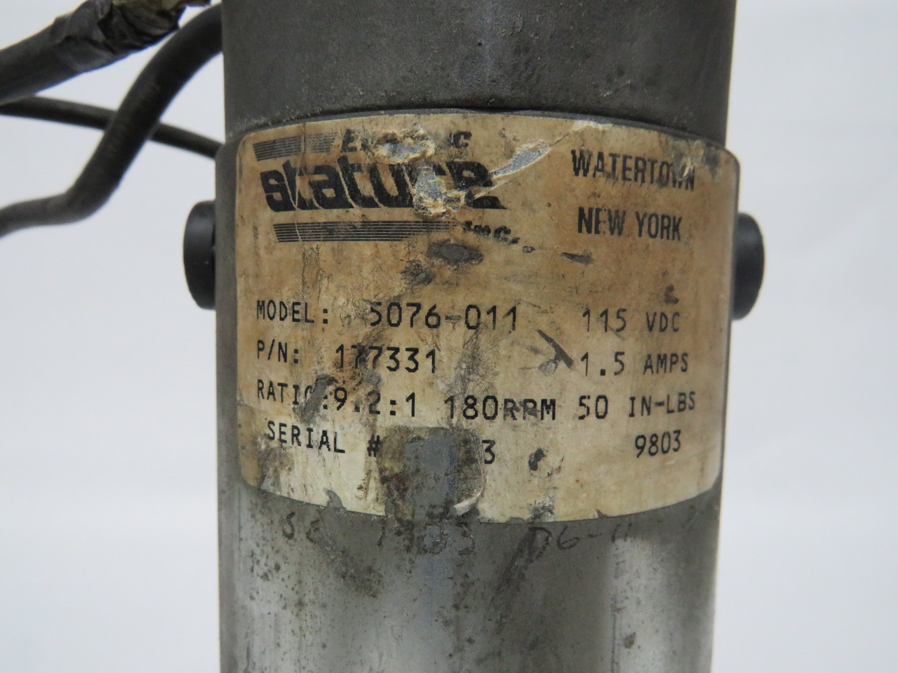 Electric Stature 5076-011 Automatic Wire Feeder W/Gearmotor USED