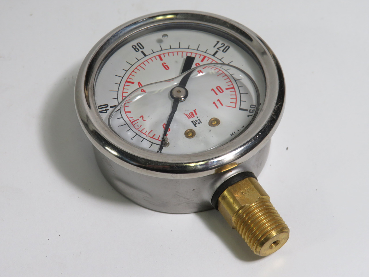 Generic KI1.6 Liquid Filled Pressure Gauge 2-1/2" 0-160Psi 1/4"NPT USED