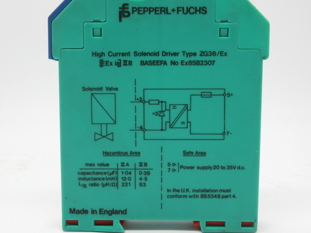 Pepperl + Fuchs ZG36/Ex High Current Solenoid Driver 28.0V 0.185A CRACKED USED