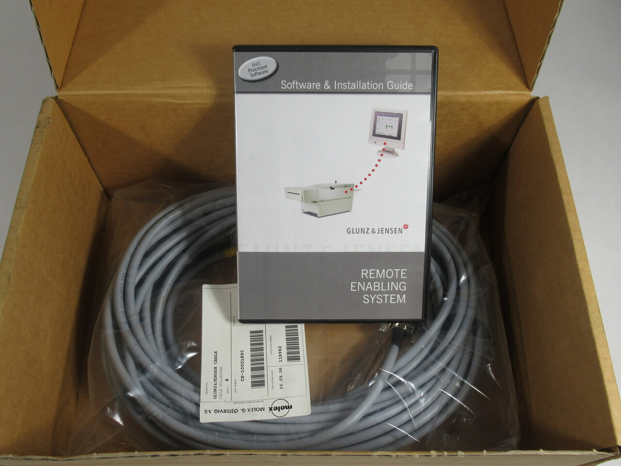 Glunz & Jensen CP-10001890 Remote Enabling System Cable and CD NEW