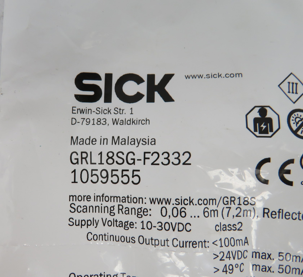 Sick GRL18SG-F2332 Photoelectric Sensor M18x1TD 10-30VDC NWB