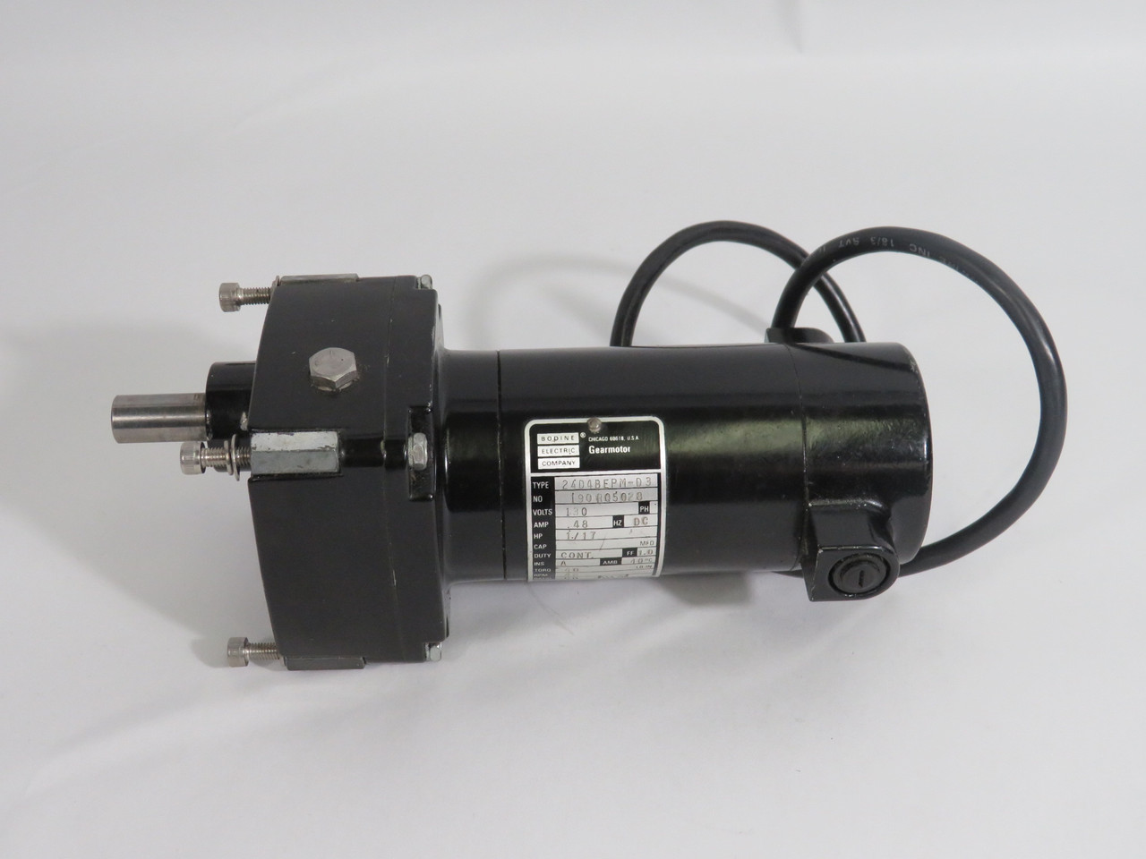 Bodine Electric DC Gearmotor 60:1 40lb/in 1/17HP 42RPM 130VDC .48A USED