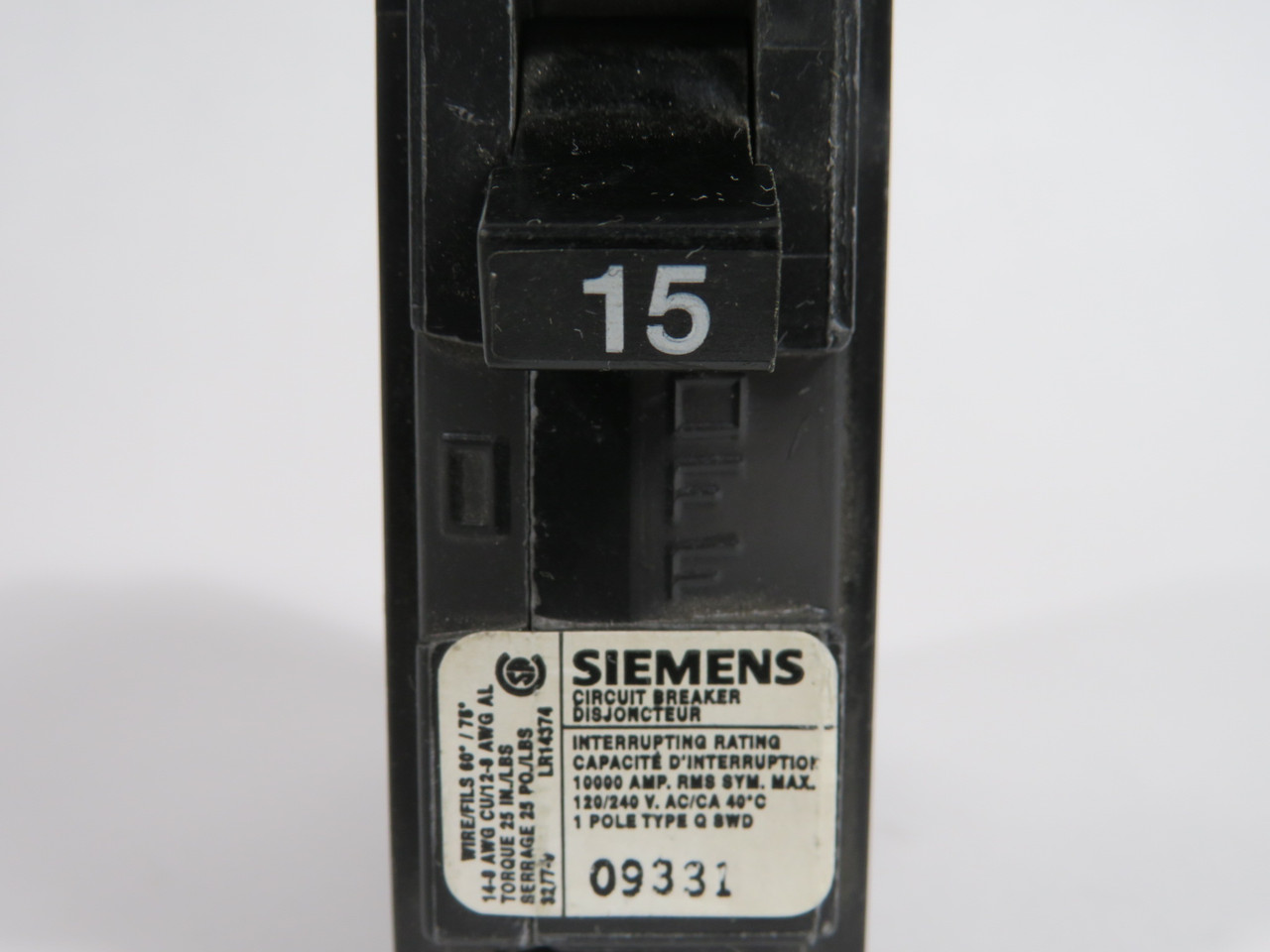 Siemens Q115 Circuit Breaker 15A 120/240V 1-Pole SWD USED