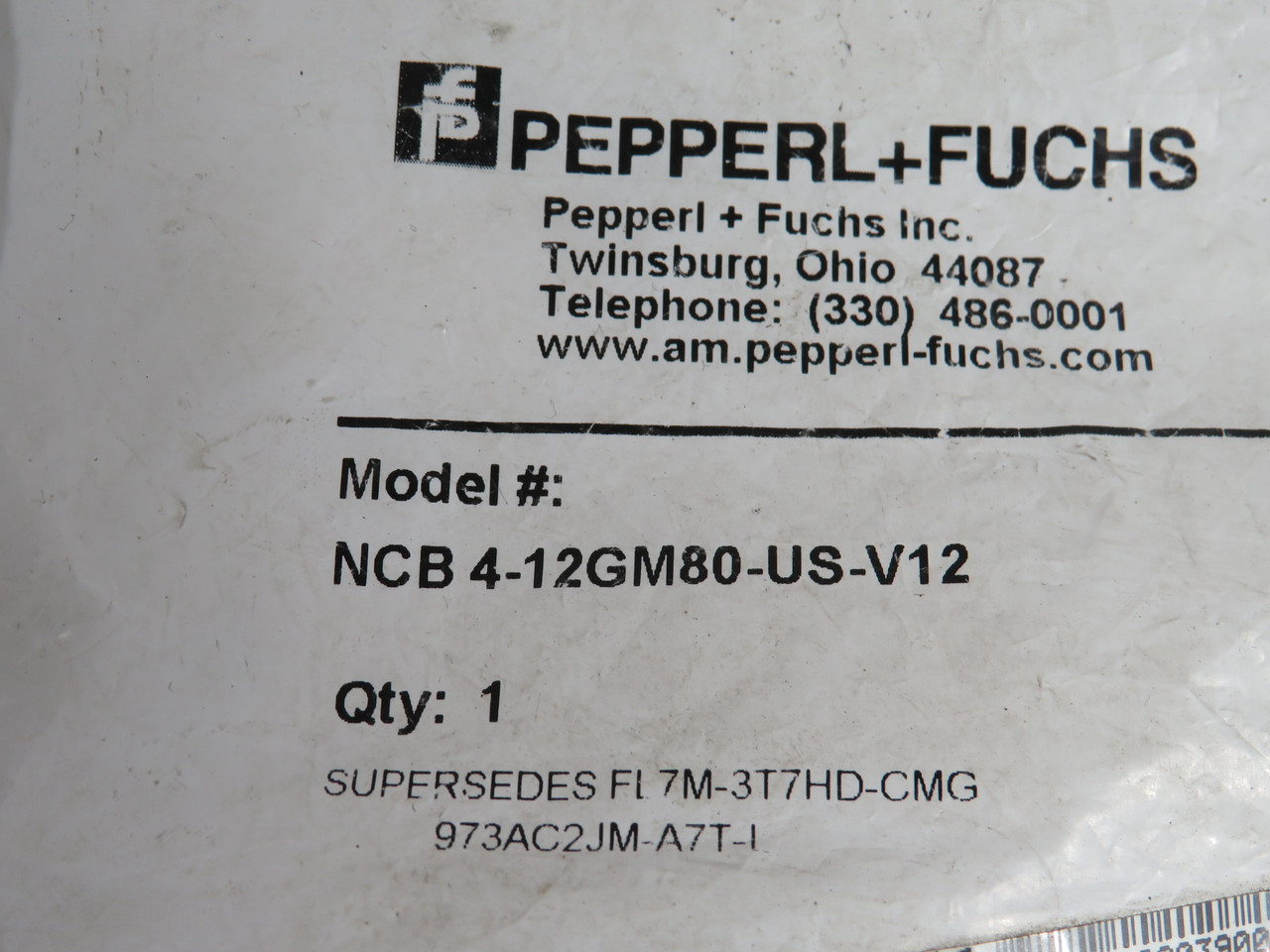 Pepperl+Fuchs NCB4-12GM80-US-V12 Proximity Sensor 20-250V/300VDC 200mA NWB