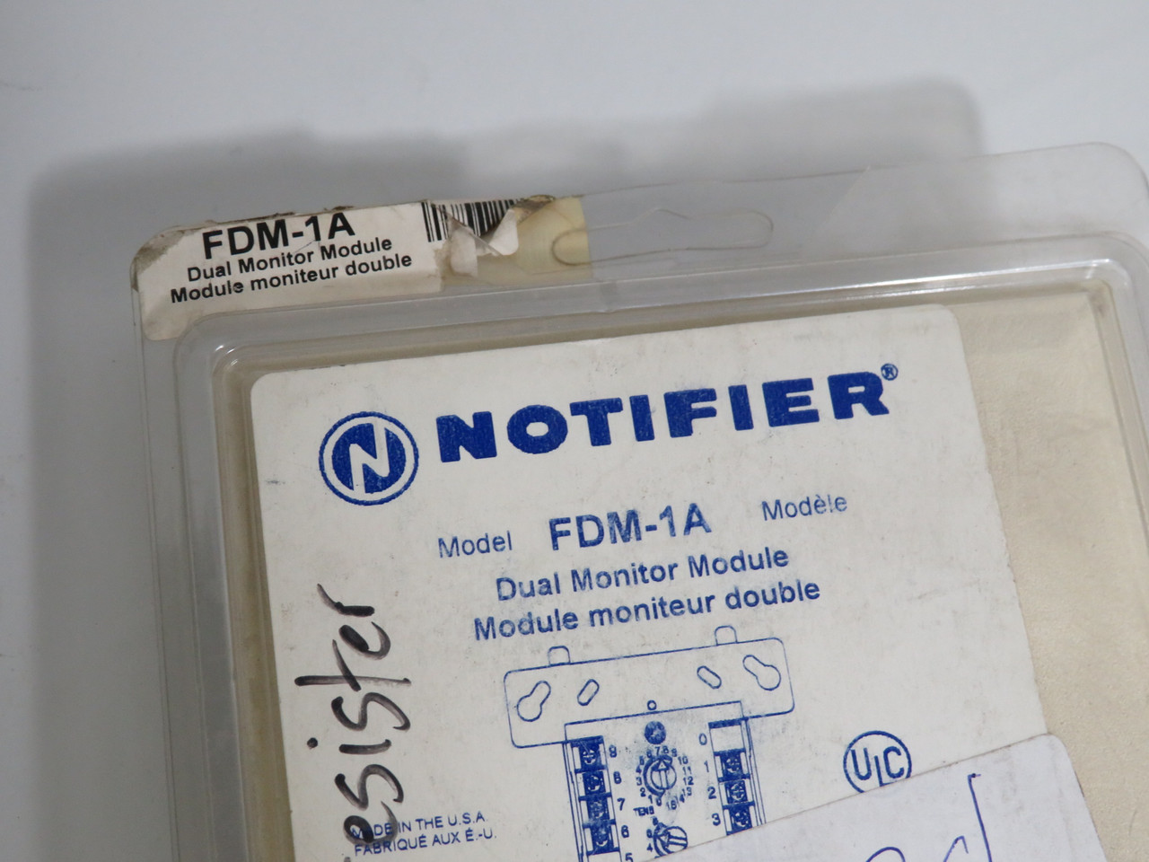 Notifier FDM-1A Dual Monitor Module *Missing Resistor and Mount Screws* USED