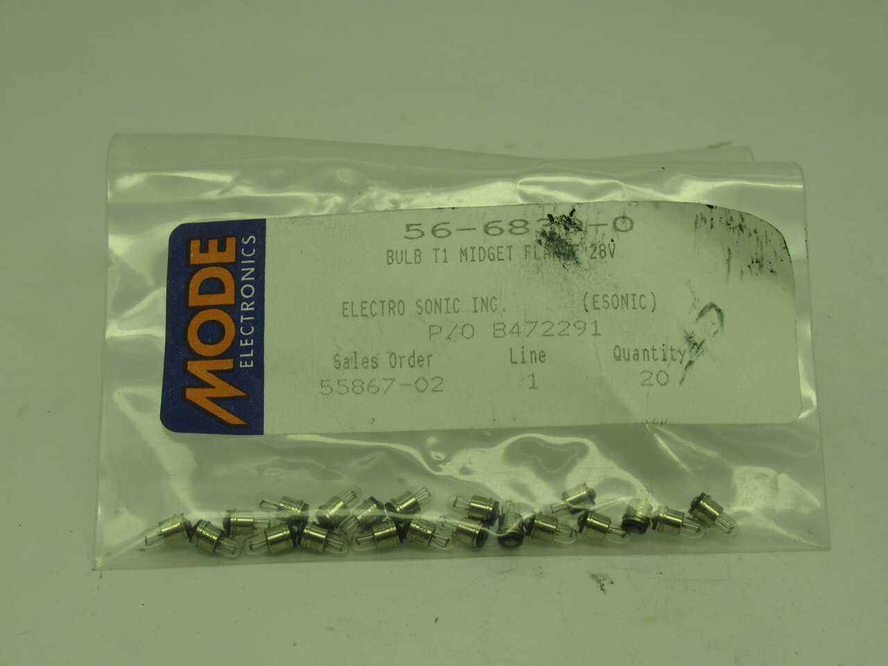 Mode Electronics 56-6839-0 Mini Bulb T1 Flange 28V .24A Lot Of 20 *Open Bag* NEW