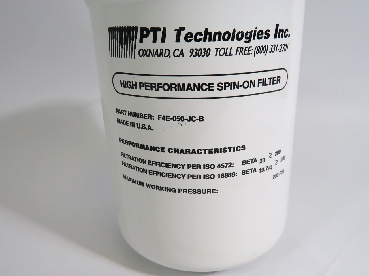 PTI Technologies F4E-050-JCB Spin-On Filter 5.04" OD 6.9"L Shelf Wear NOP