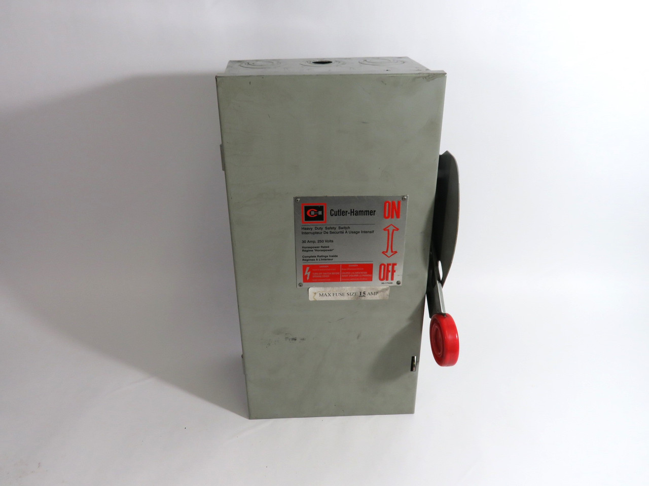 Cutler-Hammer 1HD321N Fusible Switch 30A MISSING FUSE HOLDER SECTION USED