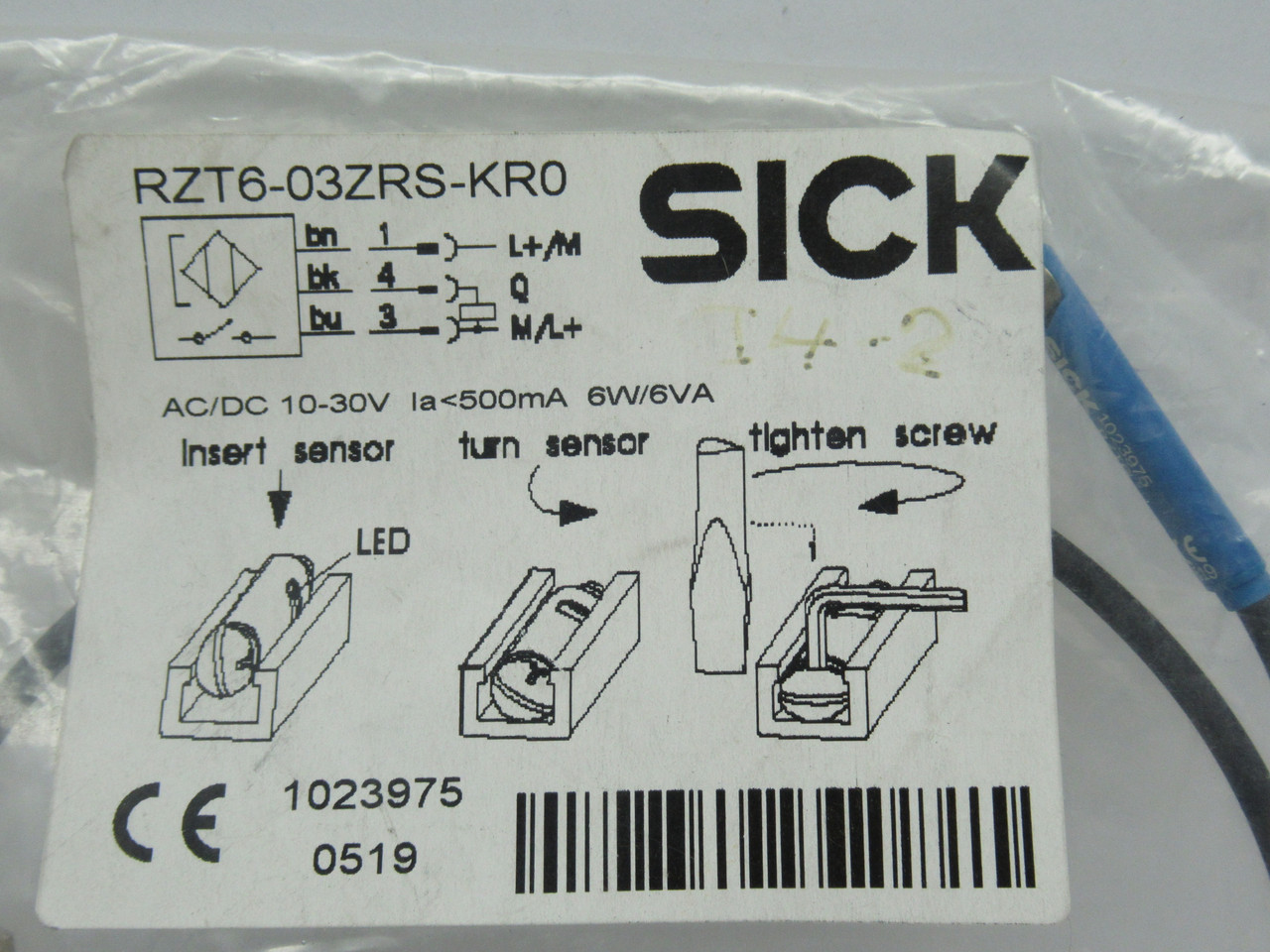 Sick RZT6-03ZRS-KR0 T-Slot Cylinder Sensor 10-30V 500mA 9mm 3Pin .5m NWB