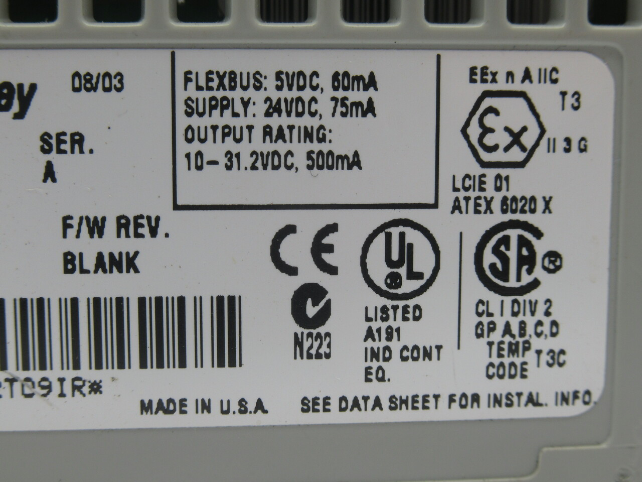 Allen-Bradley 1794-OB16P Ser A Flex I/O 24VDC Output 96268276 Rev A01 USED