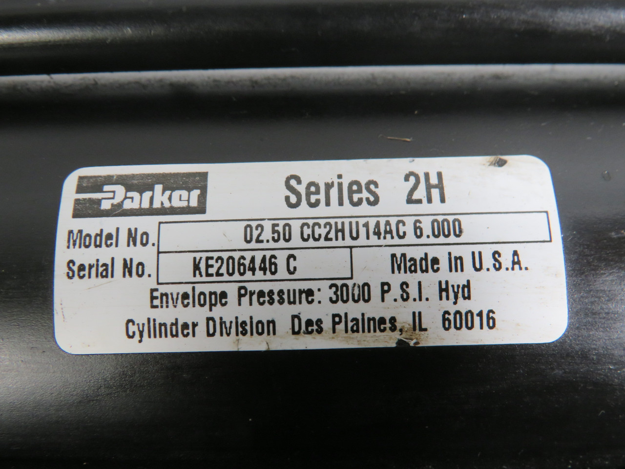 Parker 02.50CC2HU14AC-6.000 Hydraulic Cylinder 2.5"Bore 6"Stroke *COS DMG* USED