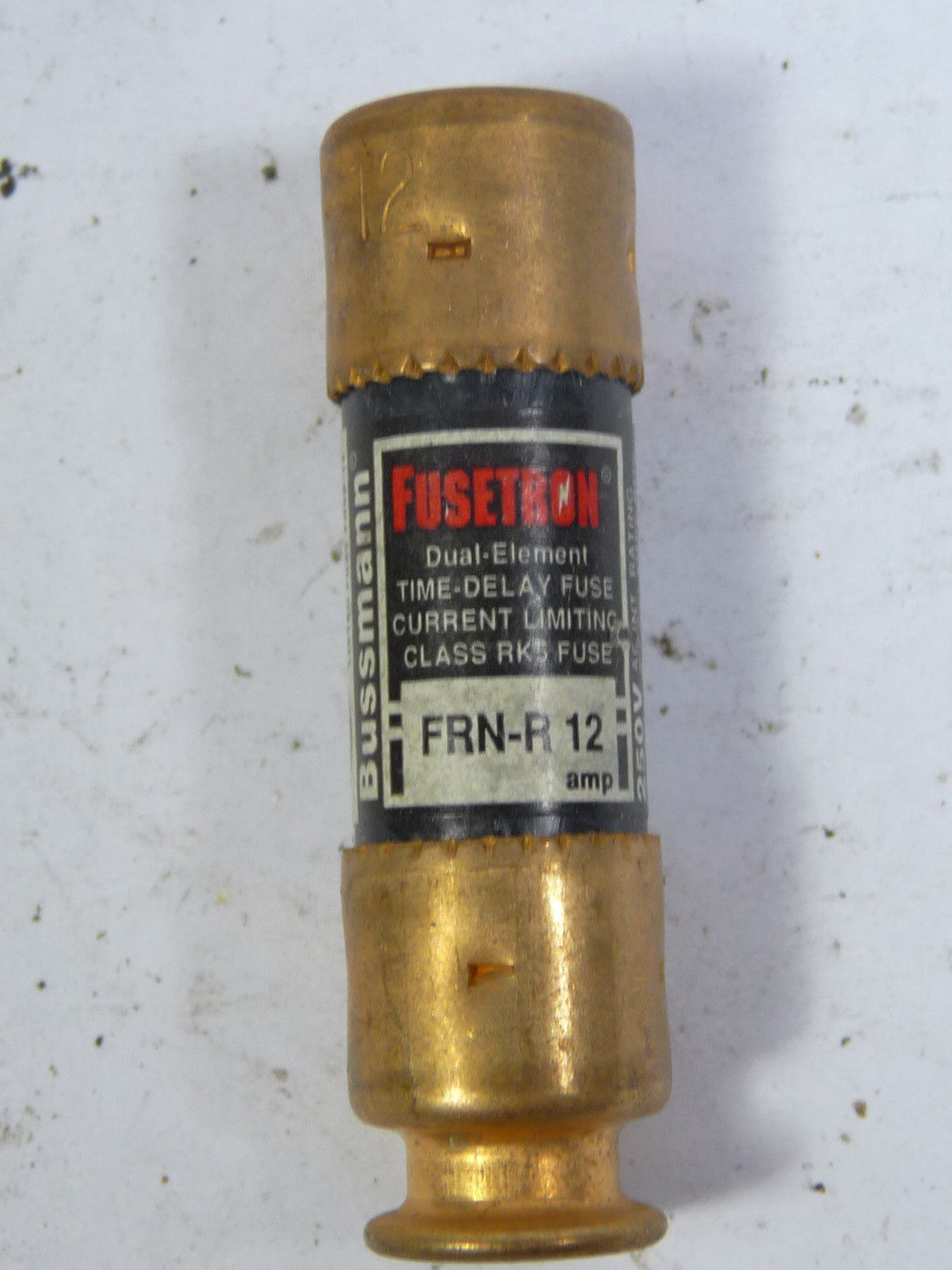 Fusetron FRN-R-12 Dual Element Time Delay Fuse 12A 250V USED