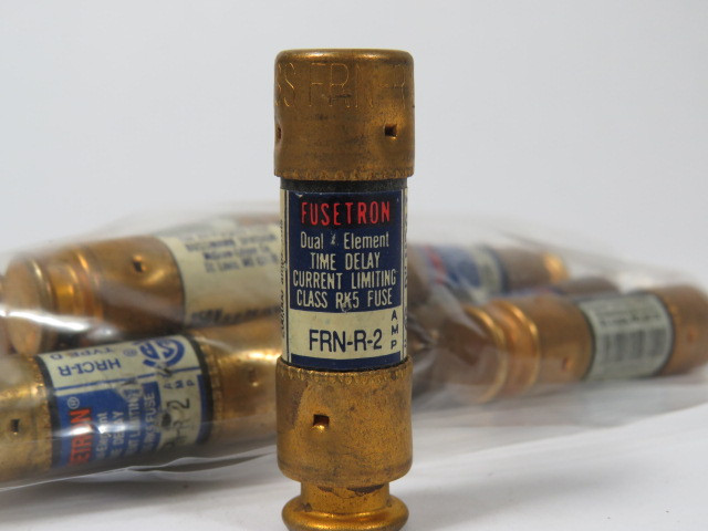 Fusetron FRN-R-2 Dual Element Time Delay Fuse 2A 250V Lot of 10 USED