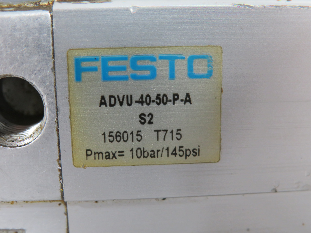 Festo 156015 ADVU-40-50-P-A-S2 Pneumatic Cylinder 40mm Bore 50mm Stroke USED