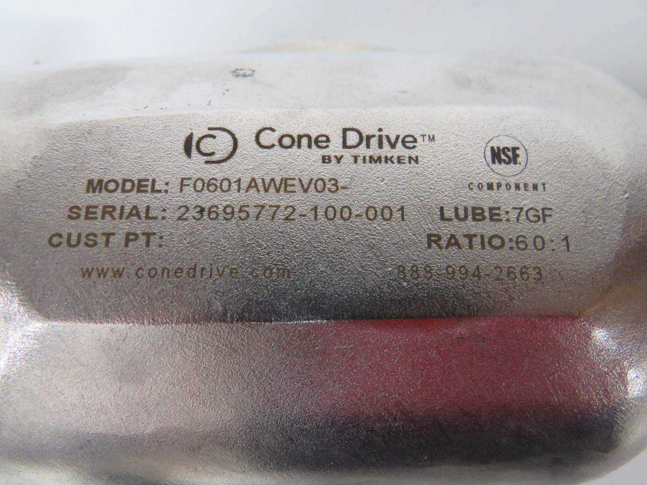 Cone Drive F0601AWEV03 Gear Reducer 60:1 Ratio USED