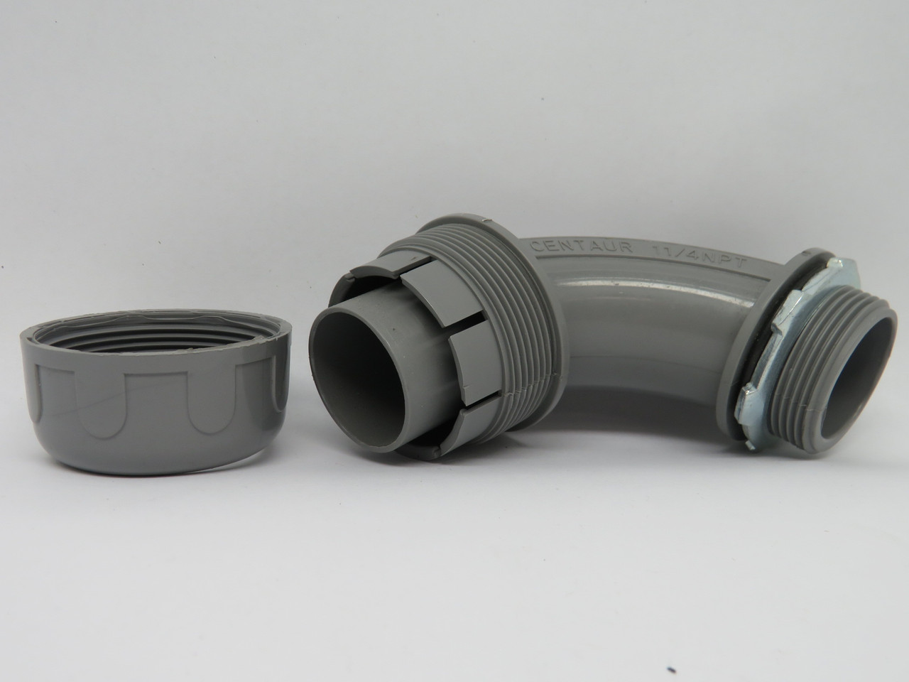 Centaur WI-NMFA125 Plastic 1-1/4"NPT 2-Piece 90 Degree Elbow Connector USED