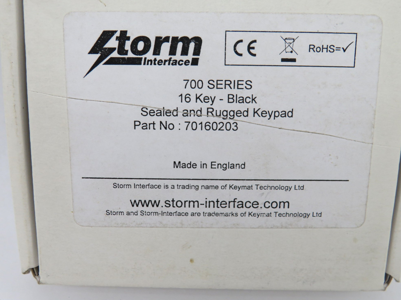 Storm Interface 70160203 Sealed & Rugged Keypad 16 Key 0.05A 24V *Open Box* NEW
