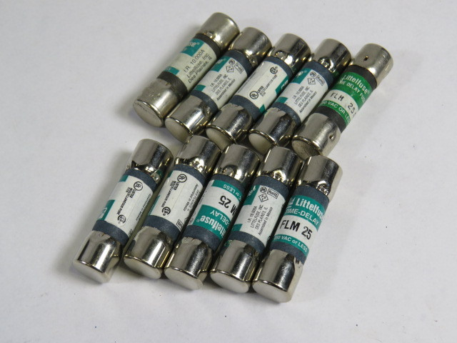 Littelfuse FLM-25 Time Delay Fuse 25A 250V Lot of 10 USED