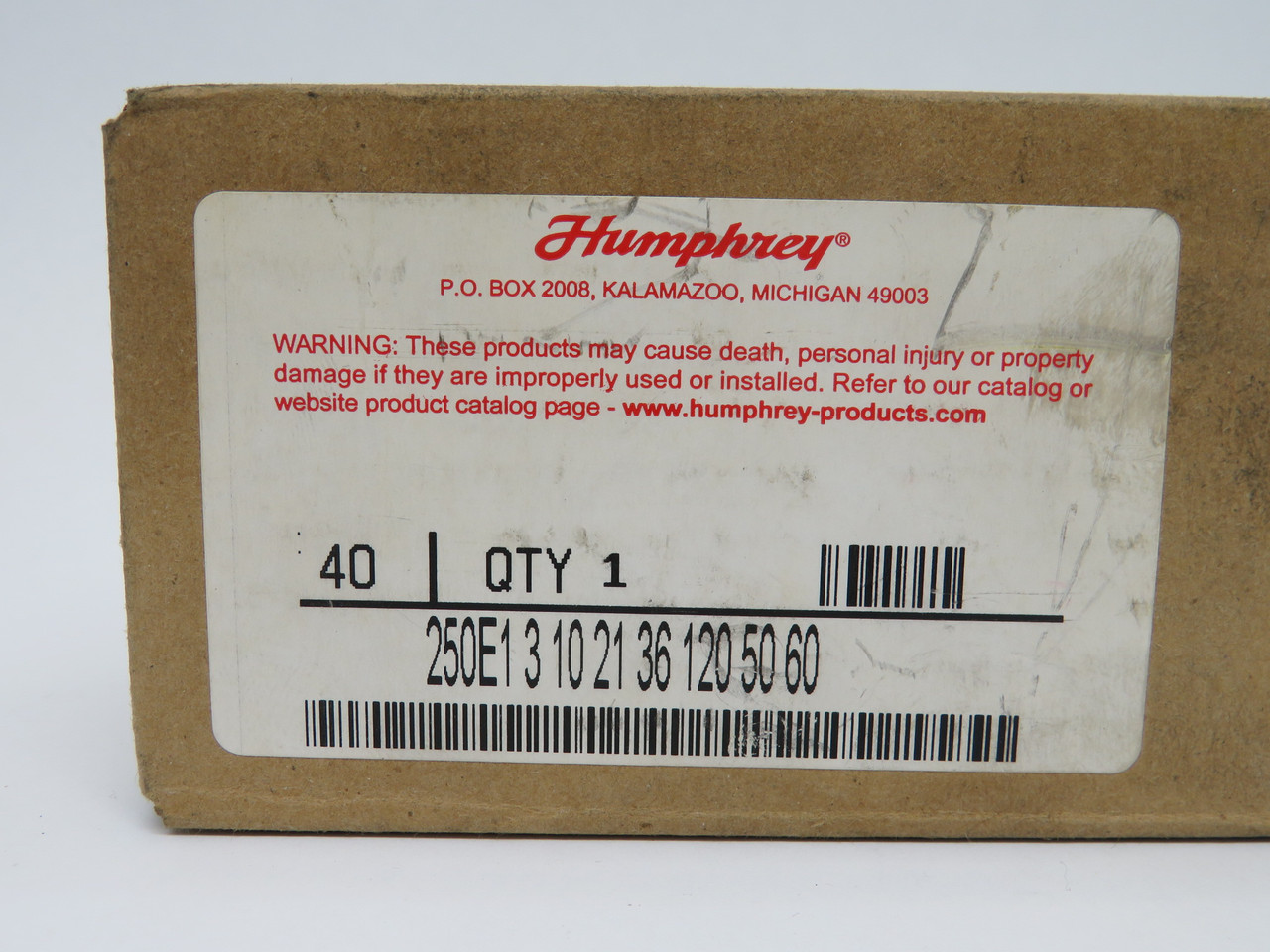 Humphrey 250E1-3-10-21-36-120-50-60 3-Way Solenoid Valve 120V *Open Box* NEW
