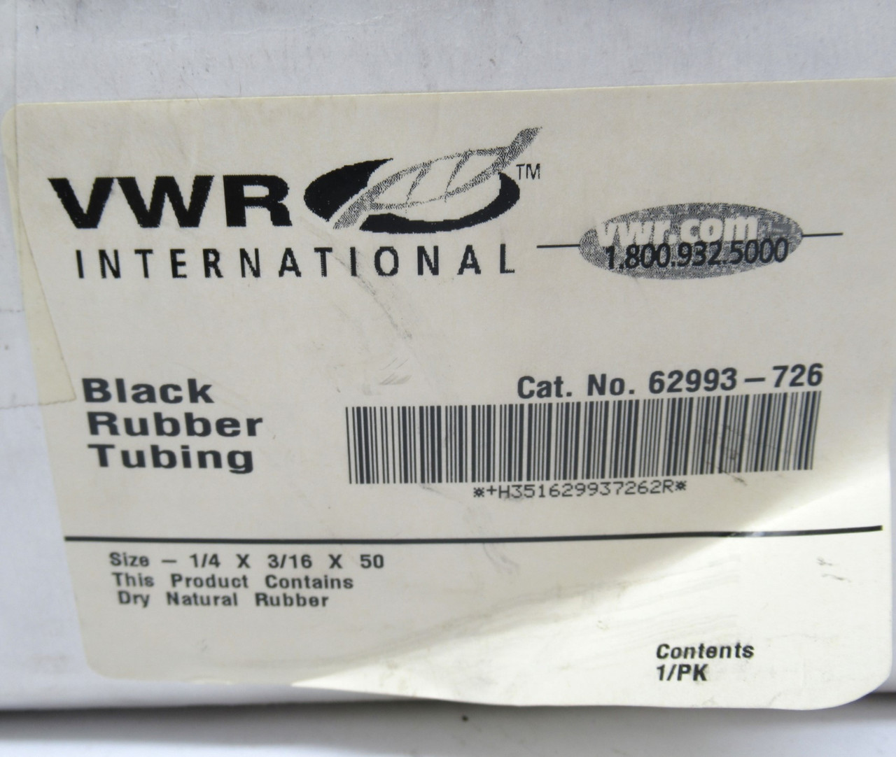 VWR International 62993-726 Rubber Tubing 1/4x3/16x38Ft *Length Removed* NEW