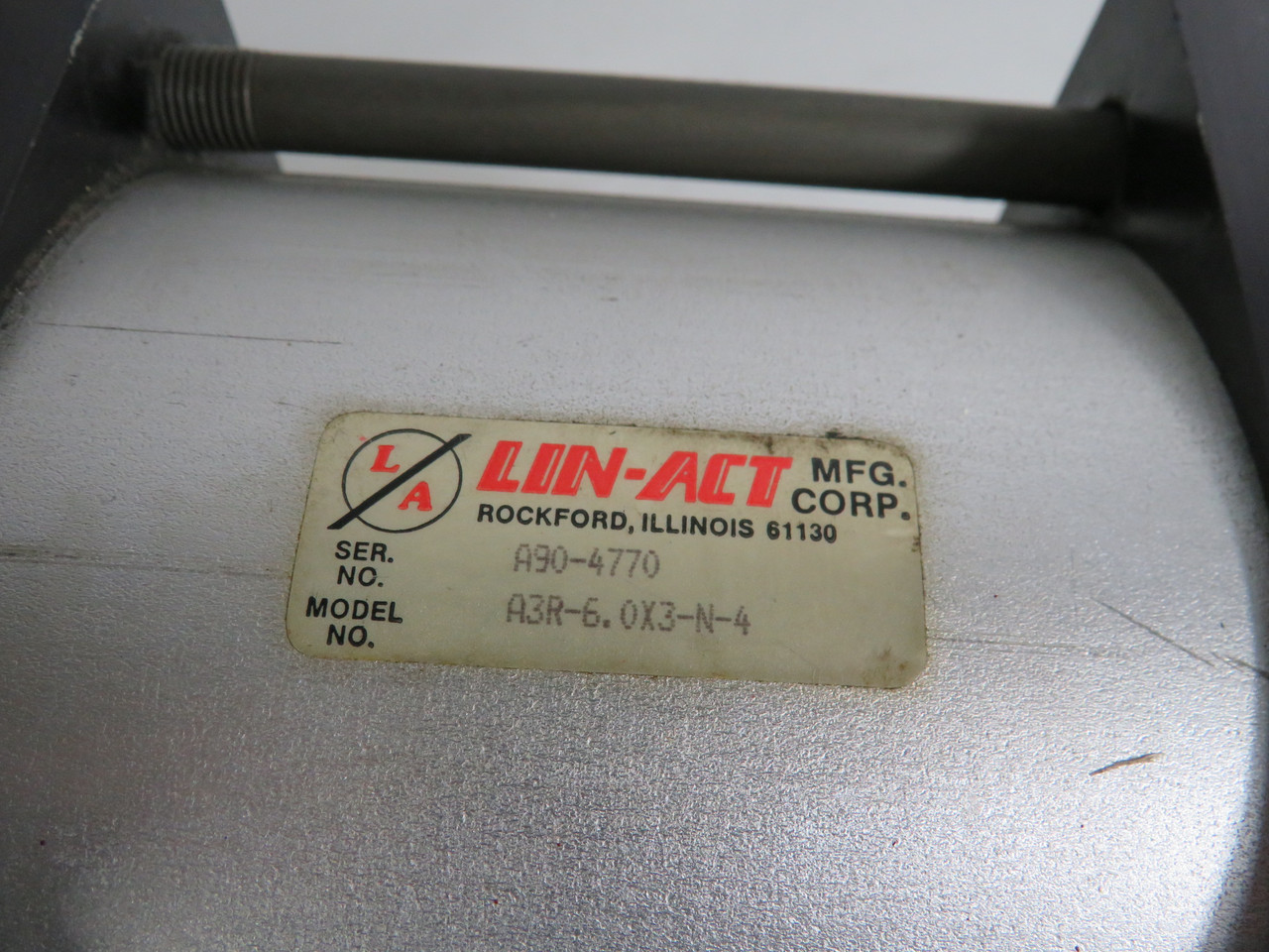 Lin-Act A3R-6.0X3-N-4 Double Acting Pneumatic Cylinder USED