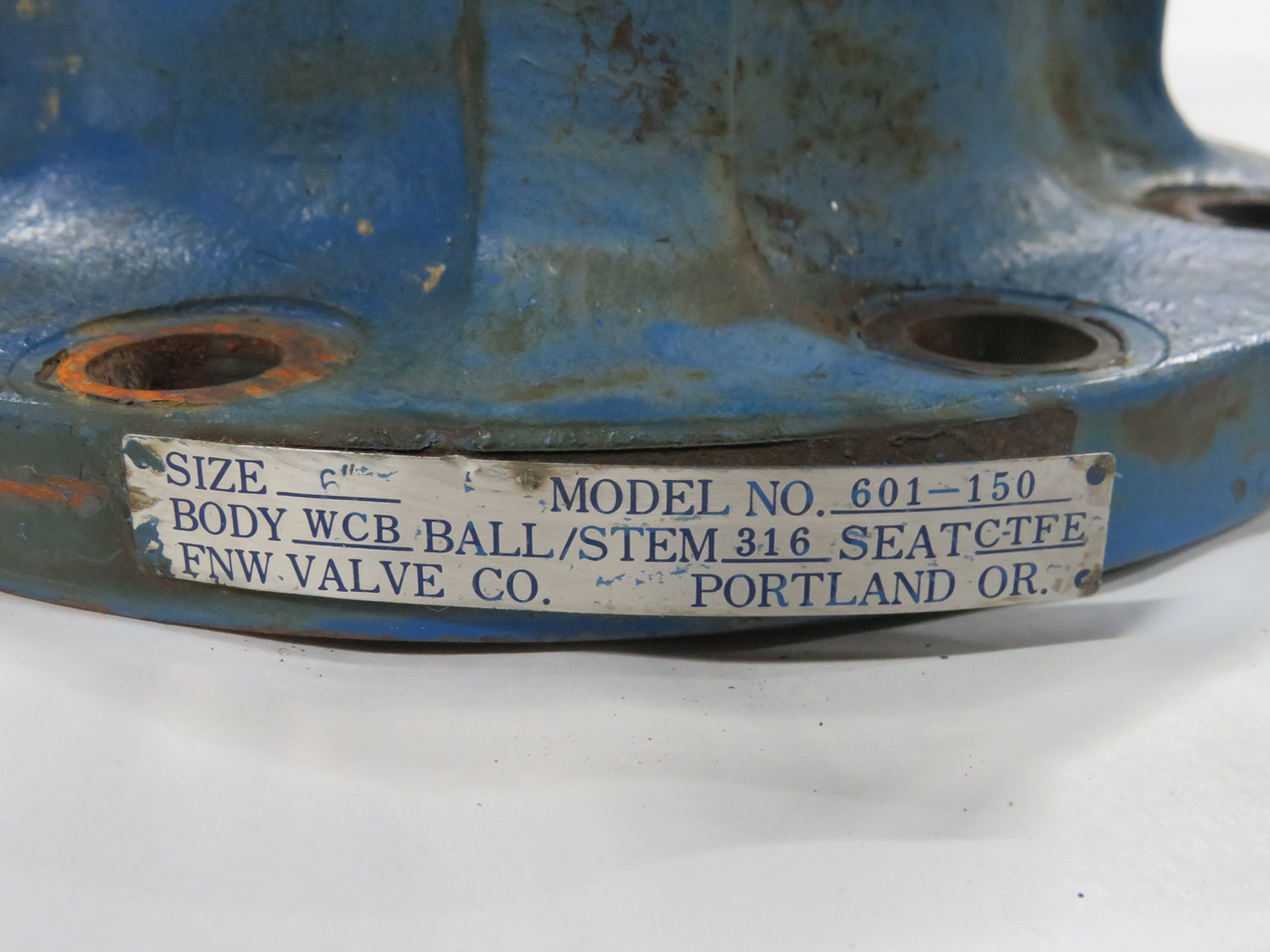 FNW Valve Co 601-150 WCB Ball Valve 6" Ports SHELF WEAR USED