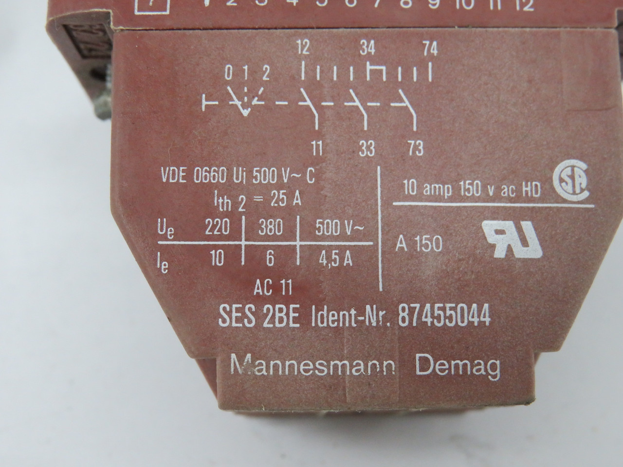 Mannesmann Demag 87455044 SES2BE Pushbutton Contact Block Brown *COS DMG* USED