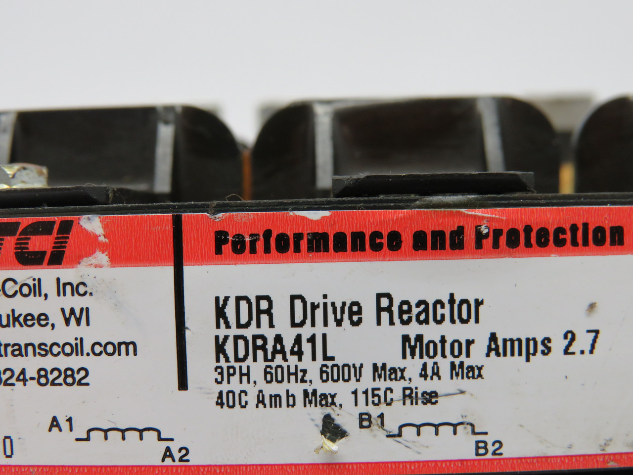 Trans-Coil KDRA41L Drive Reactor 3Ph 600V 4A 60Hz *COS DMG* USED