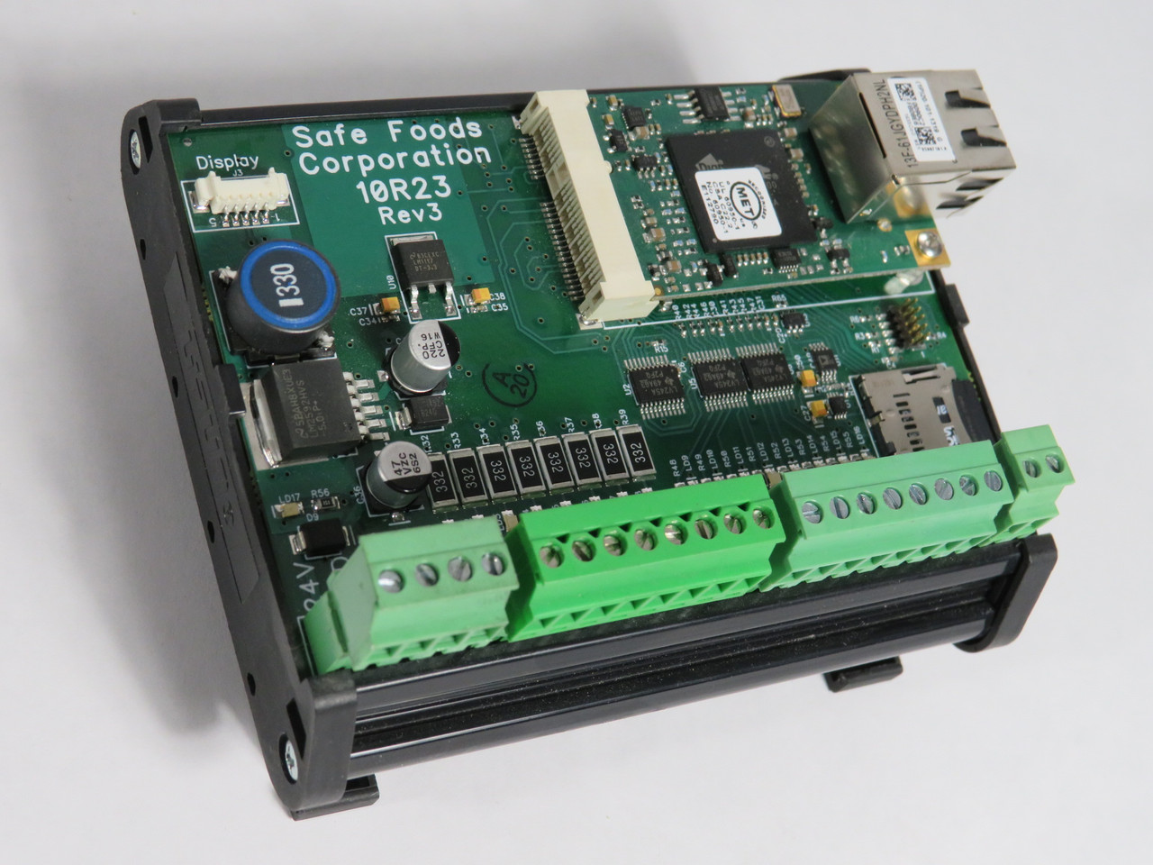 Safe Foods 10R23 DIN-Mount PLC Module Assembly Rev 3 w/ 2GB Memory Card USED