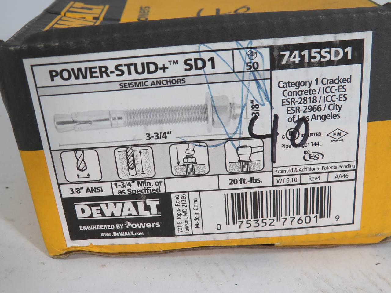 Dewalt 7415SD1 Power-Stud 3-3/4" x 3/8" Lot of 38 NEW