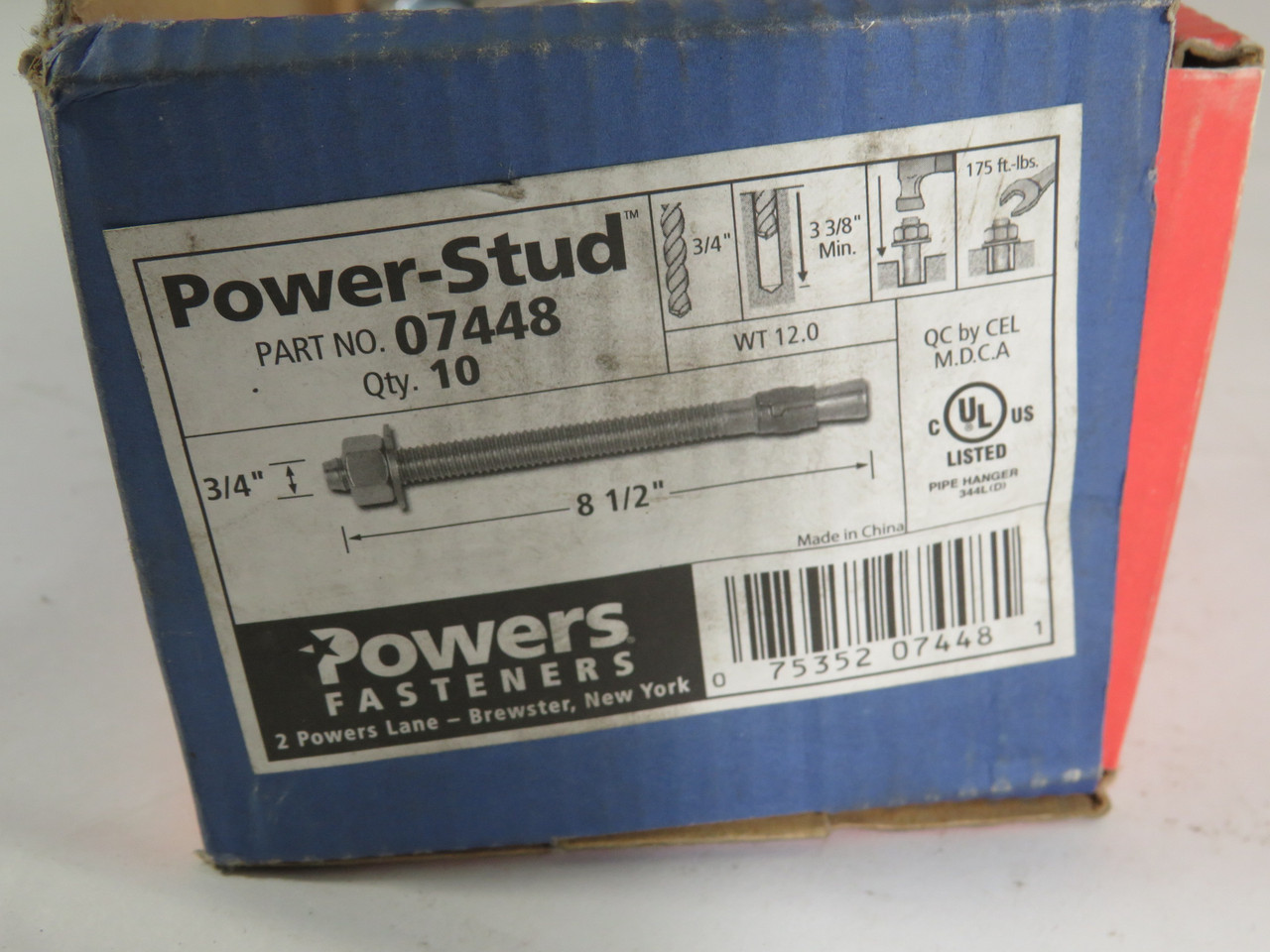 Powers Fasteners 07448 Power-Stud 8-1/2" x 3/4" Lot of 5 NEW