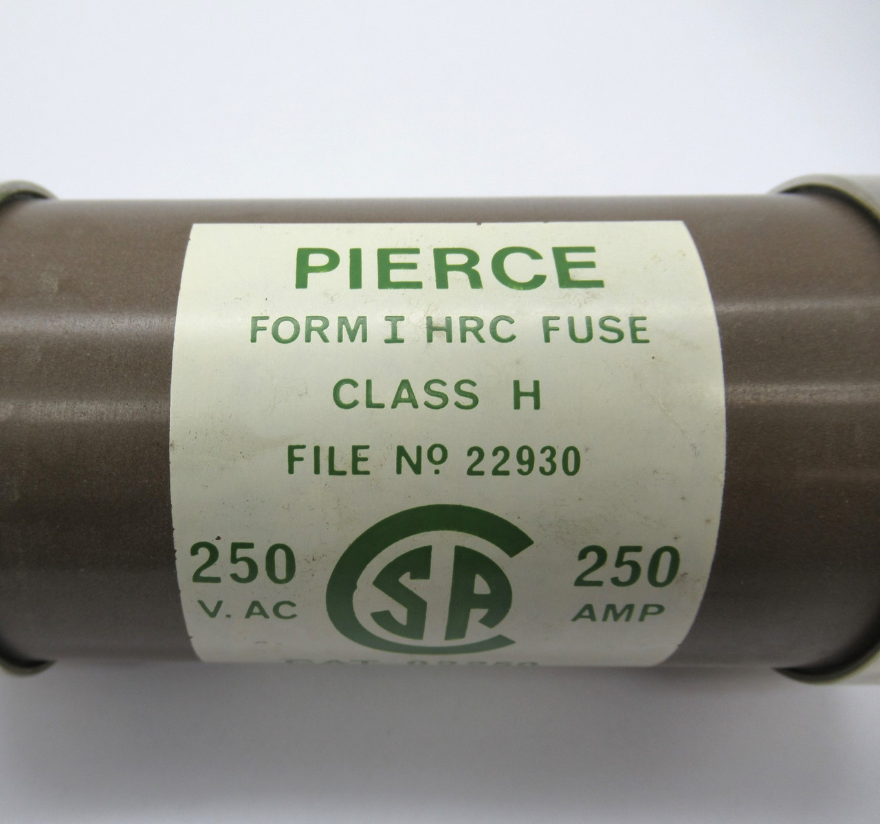 Pierce 02250 Form I HRC Fuse Class H 250A 250V USED