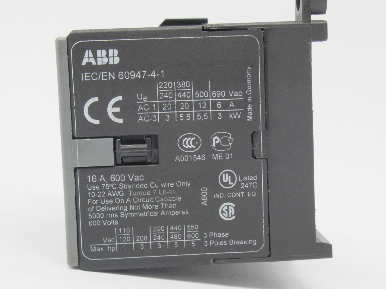 ABB B7-30-10-01 Mini Contactor 24VDC 16A 600VAC 3Pole 3Phase USED