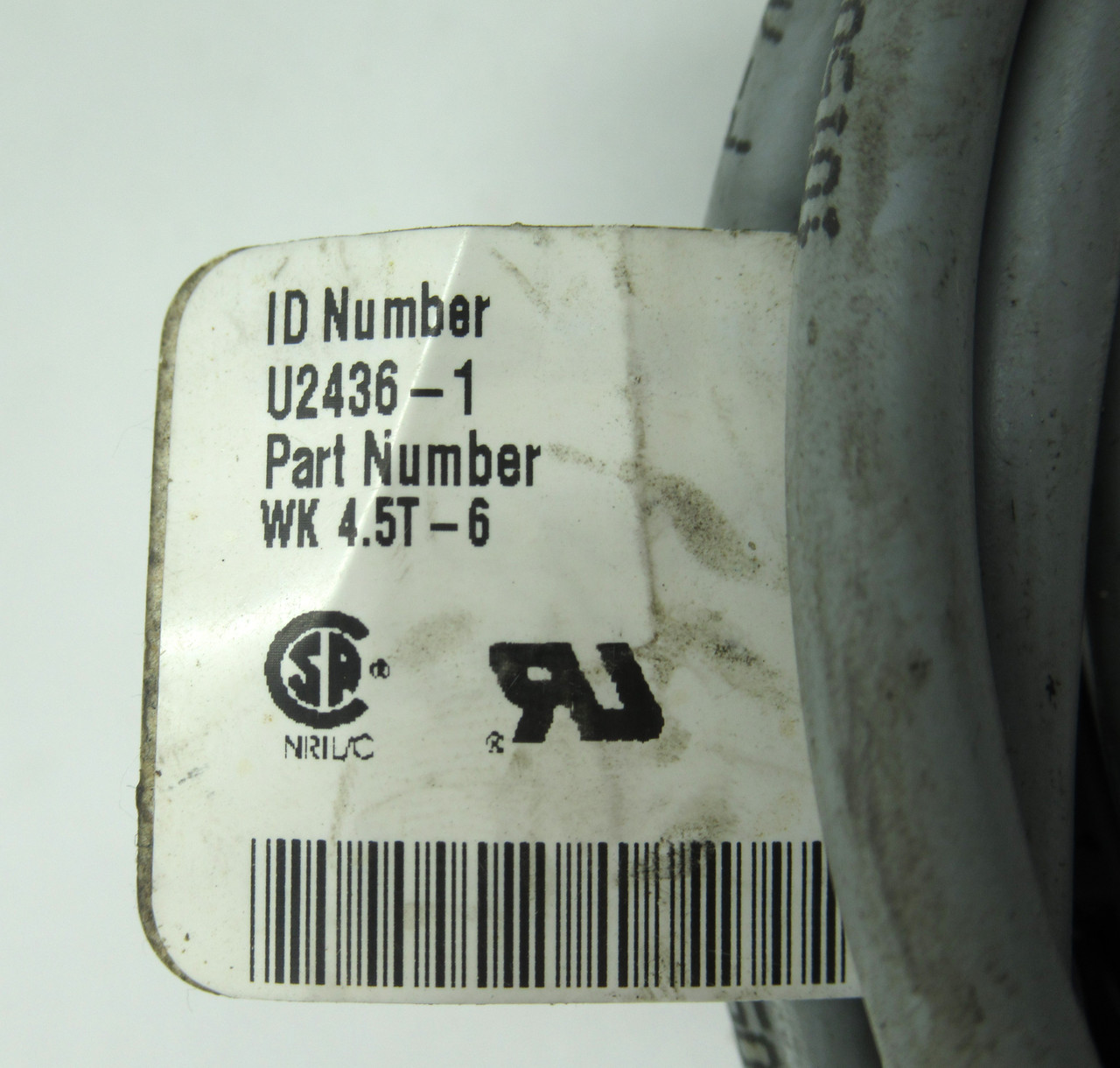 Turck WK4.5T-6 Single Ended Cordset Angled M12 5Pole Female 3m *Cut Cable* USED