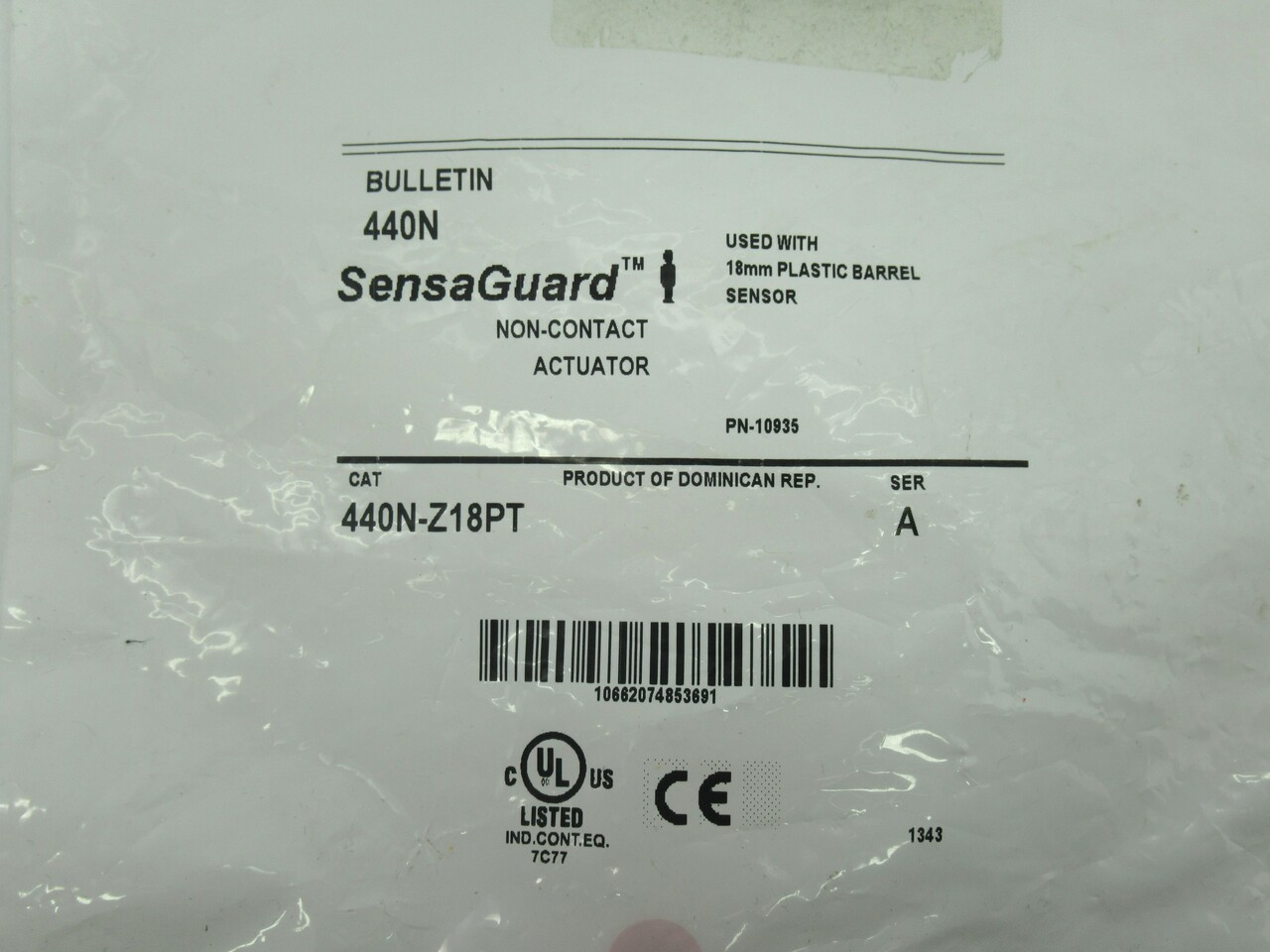 Allen-Bradley 440N-Z18PT SensaGuard Standard Code Actuator *Sealed Bag* NWB