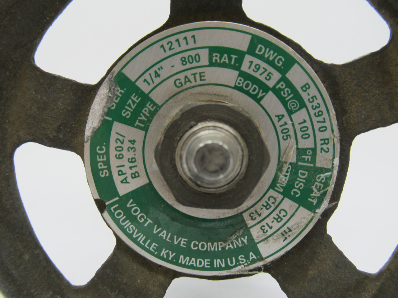 Vogt 12111 Gate Valve 1/4" 1975PSI@100F Series B16.34 *Rust* USED