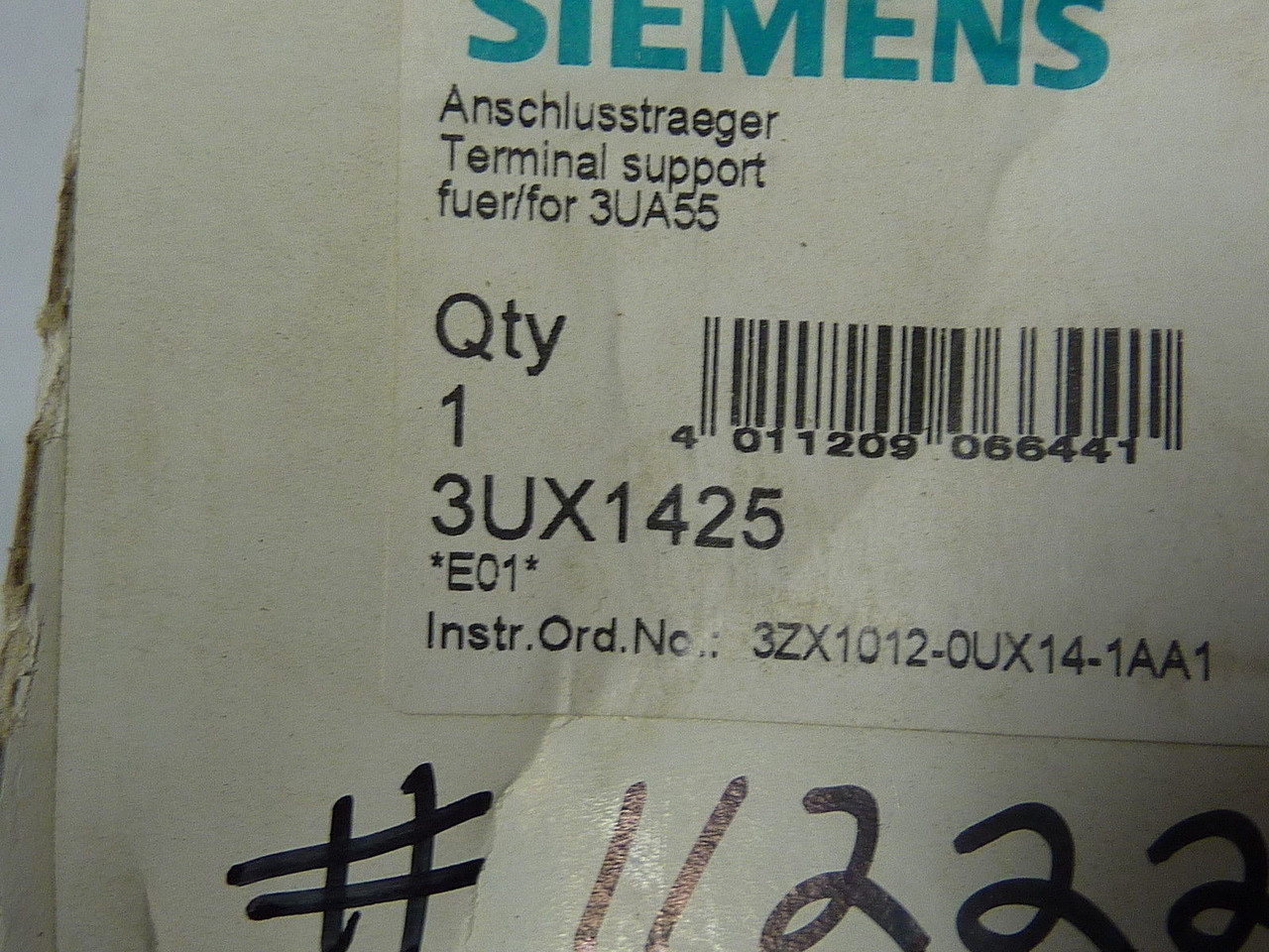 Siemens 3UX1425 Overload Relay Bracket Accessory for 3UA55 ! NEW !