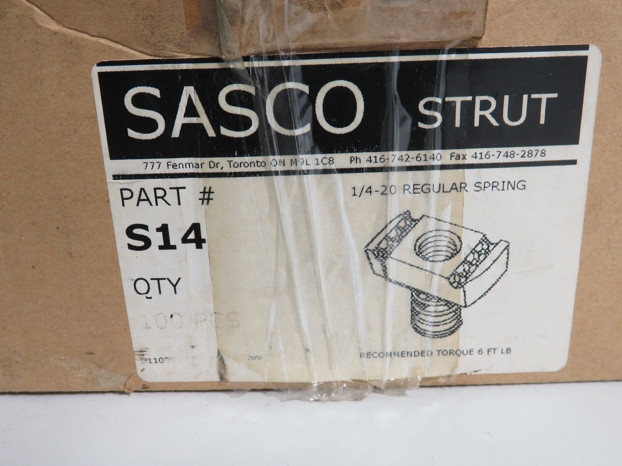 Sasco S14 1/4"-20 Regular Spring Clamping Nut Lot of 50 Damaged Box NEW