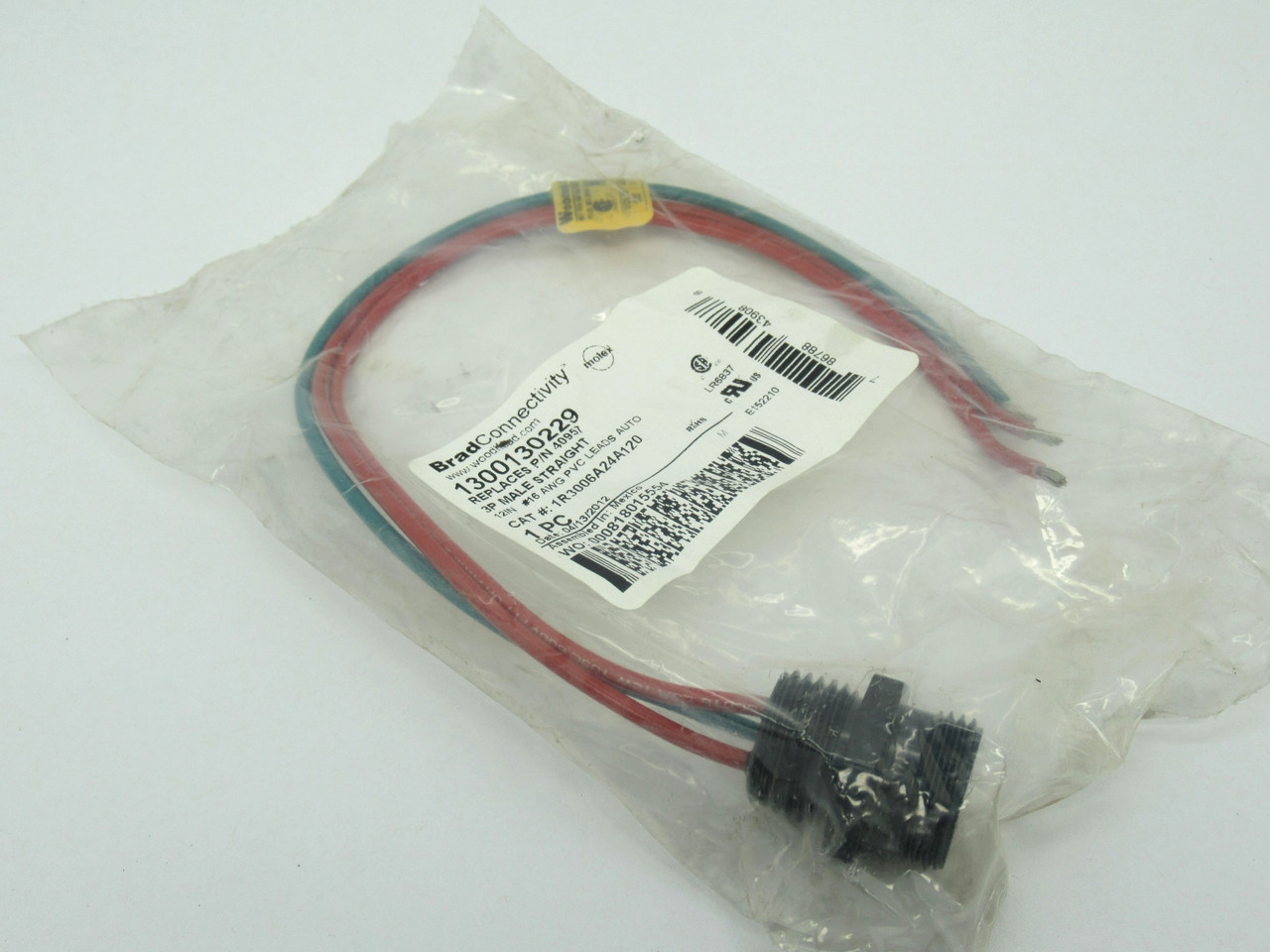 Brad Connectivity 1R3006A24A120 Male Straight Receptacle 600V 13A 3P NWB