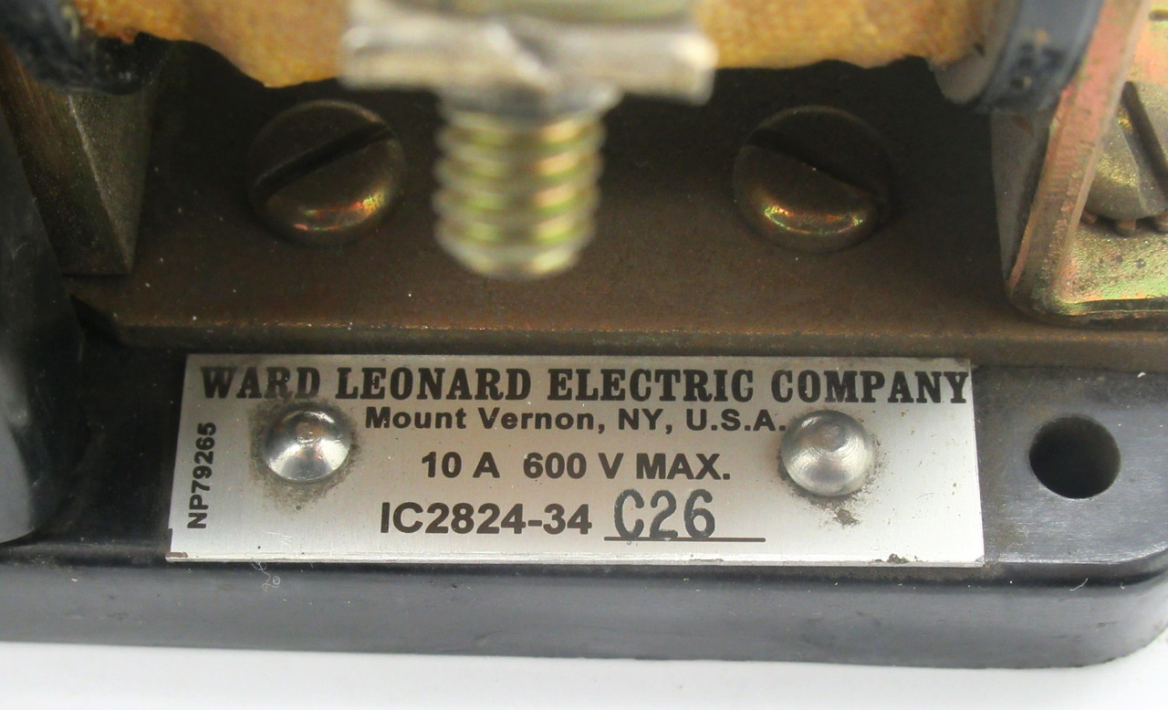 Ward Leonard 1C2824-34 C26 Thermal Overload Relay 600V 10A USED