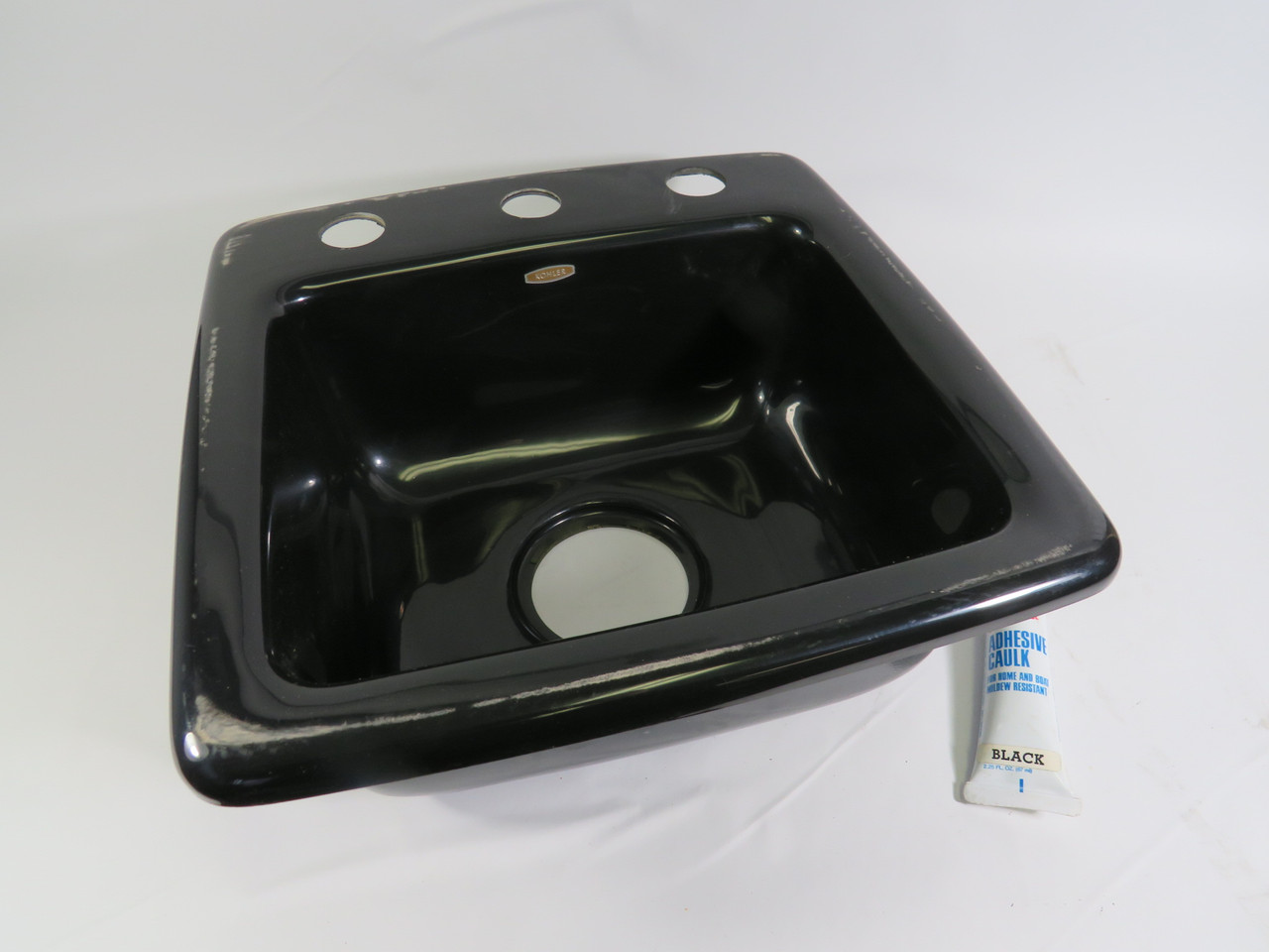 Kohler K-6019 Gimlet Bar Sink 3 Hole Black 15x15" Shelf Wear NEW