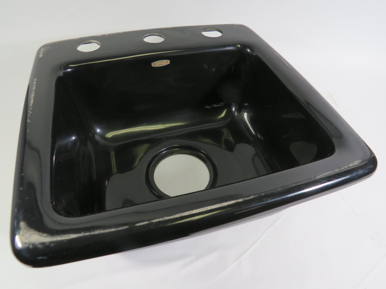 Kohler K-6019 Gimlet Bar Sink 3 Hole Black 15x15" Shelf Wear NEW