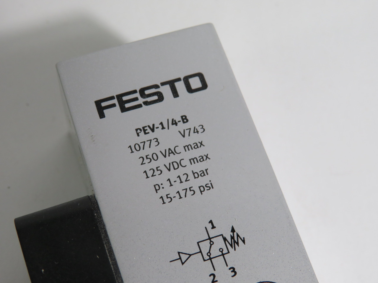 Festo 10773 PEV-1/4-B Pressure Switch 250VAC 125VDC 15-175psi NEW